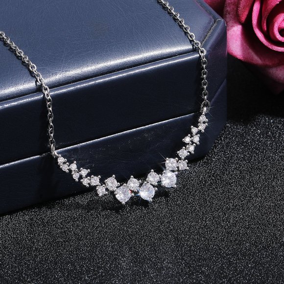 Stainless Steel Crystal New Design Simple Choker Necklace for Women, INDN8637 - Picture 5 of 5